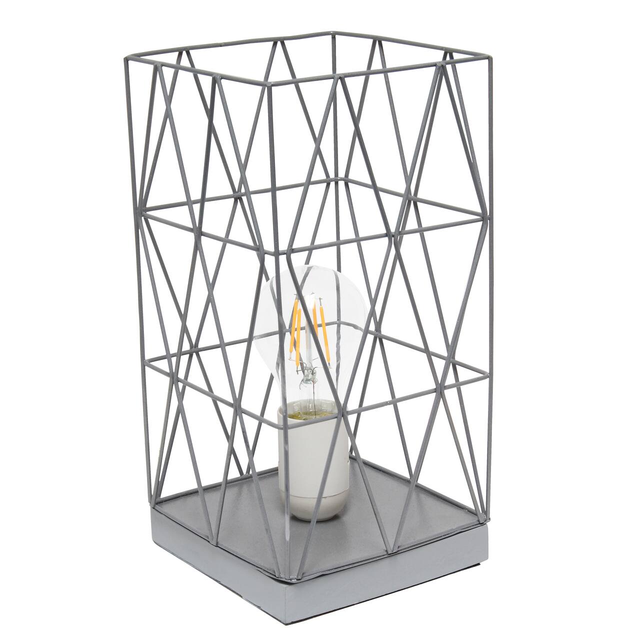 Simple Designs 10&#x22; Geometric Square Metal Table Lamp